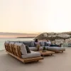 Contemporary Teak Single Sofa All Weather Relaxation Garden Furniture Luxury Outdoor Sofa With Cushions