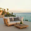 Contemporary Teak Single Sofa All Weather Relaxation Garden Furniture Luxury Outdoor Sofa With Cushions