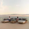 Contemporary Teak Single Sofa All Weather Relaxation Garden Furniture Luxury Outdoor Sofa With Cushions