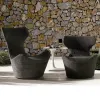 Contemporary Wicker Rattan Outdoor Sofa Chair Set Waterproof Cushions-Durable Eco-Friendly Modern Design for Hotel Villa Use