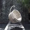 Custom Modern Outdoor Garden Patio All Weather Handwoven Wicker PE Rattan Waterproof Cushion Hanging Egg Swing Chair Outdoor
