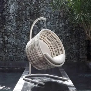 Custom Modern Outdoor Garden Patio All Weather Handwoven Wicker PE Rattan Waterproof Cushion Hanging Egg Swing Chair Outdoor