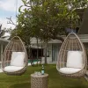 Custom Modern Outdoor Garden Patio All Weather Handwoven Wicker PE Rattan Waterproof Cushion Hanging Egg Swing Chair Outdoor
