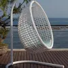 Custom Modern Outdoor Garden Patio All Weather Handwoven Wicker PE Rattan Waterproof Cushion Hanging Egg Swing Chair Outdoor