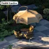 Customizable Eco-Friendly Modern Dome Canopy Commercial Patio Umbrella Heavy Duty Aluminum Frame Granite Base Hotel Luxury
