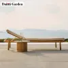 Customizable Modern Teak Rattan Sun Lounger Durable Eco-Friendly Rainproof for Outdoor Use Living Room Beach Pool Hotel Leisure