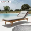 Customizable Modern Teak Rattan Sun Lounger Durable Eco-Friendly Rainproof for Outdoor Use Living Room Beach Pool Hotel Leisure