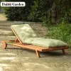 Customizable Modern Teak Rattan Sun Lounger Durable Eco-Friendly Rainproof for Outdoor Use Living Room Beach Pool Hotel Leisure