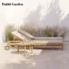 Customizable Modern Teak Rattan Sun Lounger Durable Eco-Friendly Rainproof for Outdoor Use Living Room Beach Pool Hotel Leisure