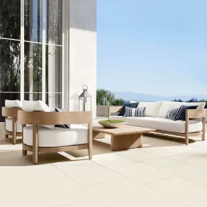 Customizable Modern Teak Wood Outdoor Sofa Set-Waterproof Durable Eco-Friendly for Hotel Villa Gardens