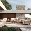 Deluxe Modern Design High-End Garden Furniture Teak Frame Waterproof Outdoor Sun Sofa Set Durable Wood for Hotels Parks