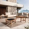 Deluxe Modern Design High-End Garden Furniture Teak Frame Waterproof Outdoor Sun Sofa Set Durable Wood for Hotels Parks