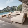 Deluxe Modern Design High-End Garden Furniture Teak Frame Waterproof Outdoor Sun Sofa Set Durable Wood for Hotels Parks