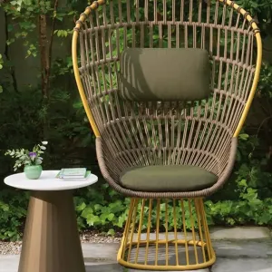 Durable High Back Garden Sofa Modern Wing Back Recliner for Outdoor Furniture Hotel Park Use Wood Material