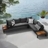 Durable Modern Outdoor Aluminum Patio Set Comfortable Corner Garden Chaise Sofa Loveseat Waterproof Rust-Proof for Bedroom