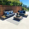 Durable Modern Outdoor Aluminum Patio Set Comfortable Corner Garden Chaise Sofa Loveseat Waterproof Rust-Proof for Bedroom