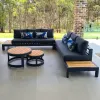 Durable Modern Outdoor Aluminum Patio Set Comfortable Corner Garden Chaise Sofa Loveseat Waterproof Rust-Proof for Bedroom