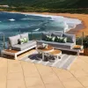 Durable Modern Outdoor Aluminum Patio Set Comfortable Corner Garden Chaise Sofa Loveseat Waterproof Rust-Proof for Bedroom