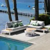 Durable Modern Outdoor Aluminum Patio Set Comfortable Corner Garden Chaise Sofa Loveseat Waterproof Rust-Proof for Bedroom