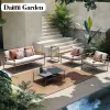 Durable Modern Outdoor Patio Dining Table and Chair Set Wood Furniture for Garden Courtyard Villa Hotel Use