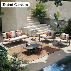 Durable Modern Outdoor Patio Dining Table and Chair Set Wood Furniture for Garden Courtyard Villa Hotel Use