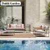 Durable Modern Outdoor Patio Dining Table and Chair Set Wood Furniture for Garden Courtyard Villa Hotel Use