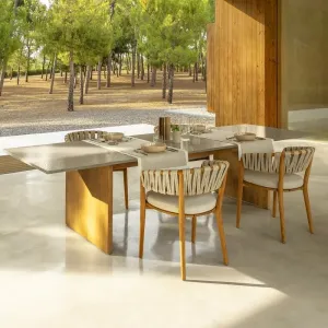Durable Outdoor Dining Set Teak Wood Rope Design Patio Furniture for Garden Living Room and Kitchen Use