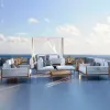 European Garden Sofa Set Outdoor Furniture Teak Wood Rope Design for Home Villa Patio Courtyard