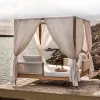 European Garden Sofa Set Outdoor Furniture Teak Wood Rope Design for Home Villa Patio Courtyard