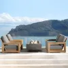 European Style Garden Outdoor Furniture Set Patio Solid Wooden Waterproof Teak Wood Sofa Sets Coffee Table Hotel
