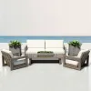 European Style Garden Outdoor Furniture Set Patio Solid Wooden Waterproof Teak Wood Sofa Sets Coffee Table Hotel