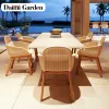 European Style Modern Luxury Durable Waterproof Wood Customized Service Dining Table Chair Sets Outdoor Patio