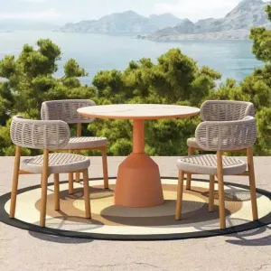 Factory Customization Outdoor Wicker Rope Dining Set Modern Design Durable Waterproof Garden Furniture Dining Table Set Banquet