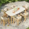 Factory Direct Selling Garden Dining Furniture Teak Rope Dining Chairs and Table Villa Waterproof Wood Outdoor Dining Set