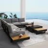 Factory Direct Selling Outdoor Garden Courtyard Apartment Hotel Terrace L-Shape Aluminum Sofa Set Tea Table Waterproof Durable