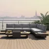 Factory Direct Selling Outdoor Garden Courtyard Apartment Hotel Terrace L-Shape Aluminum Sofa Set Tea Table Waterproof Durable