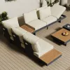 Factory Direct Selling Outdoor Garden Courtyard Apartment Hotel Terrace L-Shape Aluminum Sofa Set Tea Table Waterproof Durable