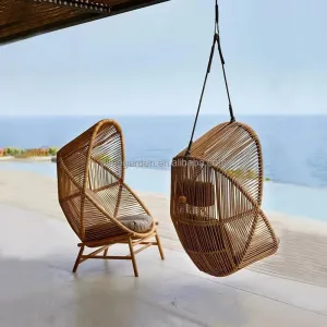 High-End Modern PE Rattan Swing Chair Waterproof Cushion for Outdoor Garden Furniture Children's Patio Courtyard-Seats 2 Pe