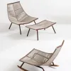High-End Portable Outdoor Garden Sofa Set with Waterproof Cushion Wood Material Modern Design for Hotels Parks Beaches