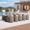 Modern Rattan Woven Balcony Garden Table and Chair Combination Outdoor Furniture Waterproof Eco-Friendly