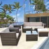 Modern Wood Garden Sofa Set for Villa Hotel Apartment Courtyard Park Outdoor Eco-Friendly Waterproof Furniture