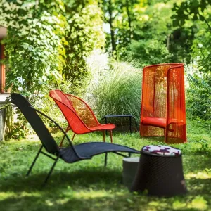 Outdoor Rattan Sofa Set Lazy Reclining Chair Sun Proof Courtyard Combination for Hotel Park Use