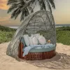 PE Rattan Waterproof Hotel Park Outdoor Leisure Sofa Set with Sun Lounger and Beach Bed