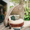 PE Rattan Waterproof Hotel Park Outdoor Leisure Sofa Set with Sun Lounger and Beach Bed