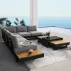 Teak Solid Wood Outdoor Garden Sofa Set with Coffee Table for Hotel Villa Use