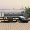 Teak Solid Wood Outdoor Garden Sofa Set with Coffee Table for Hotel Villa Use