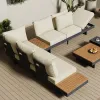 Teak Solid Wood Outdoor Garden Sofa Set with Coffee Table for Hotel Villa Use