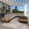 Teak Solid Wood Outdoor Garden Sofa Set with Coffee Table for Hotel Villa Use