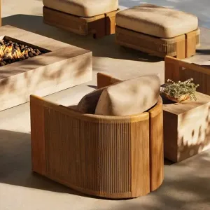 Hot Sale All-Weather Outdoor Garden Teak Wood Sofa Set Rope Woven Furniture for Villa Hotel Park Use Modern Design High Quality