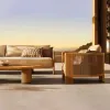 Hot Sale All-Weather Outdoor Garden Teak Wood Sofa Set Rope Woven Furniture for Villa Hotel Park Use Modern Design High Quality